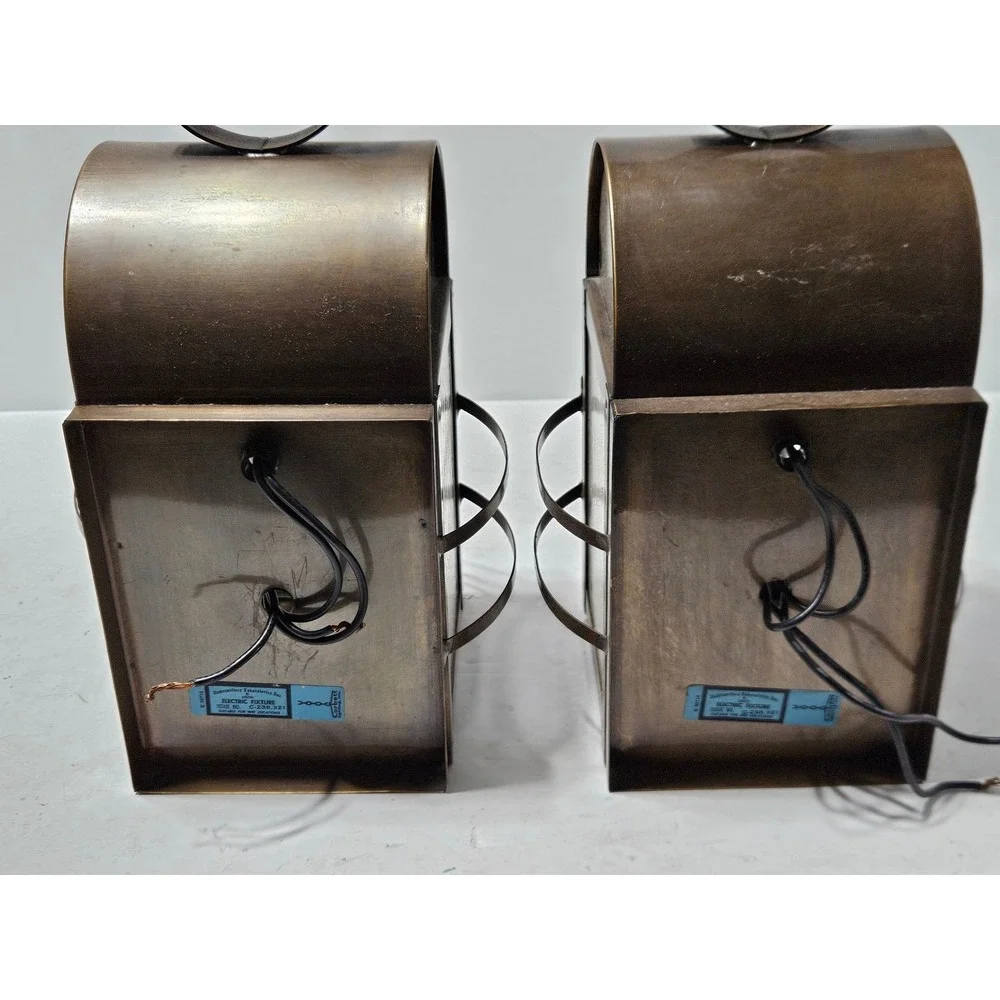 Corbett Lighting Outdoor Wall Lantern Sconce Set Brass Seeded Glass Vintage